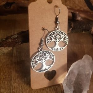 Symbolic Heart in Tree of Life Earrings Love Family Wiccan Spiritual Gift idea